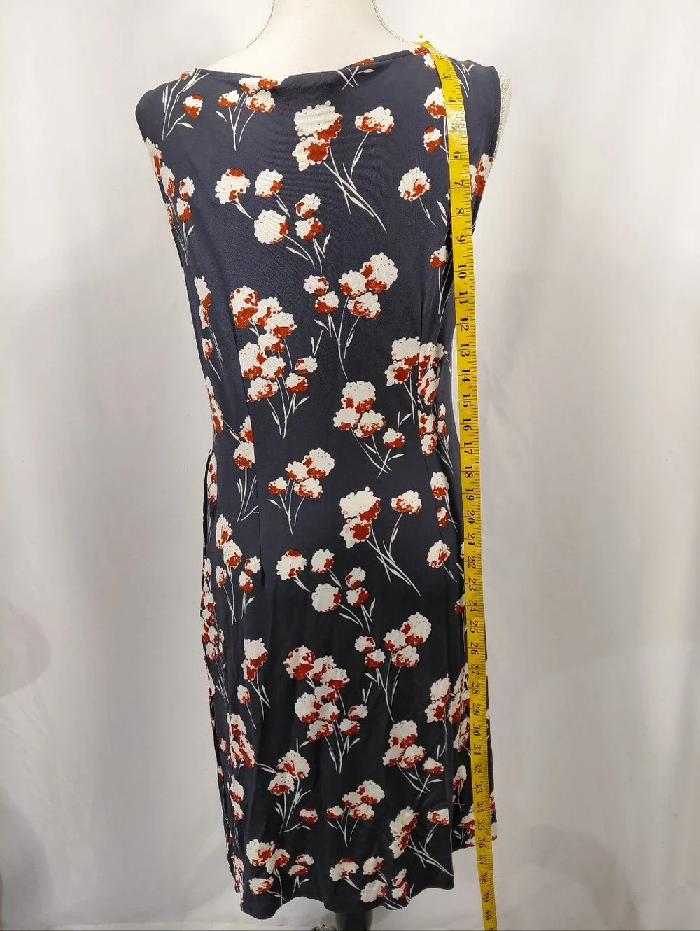 Tory Burch Navy Blue Cherry Blossom Rayon Dress